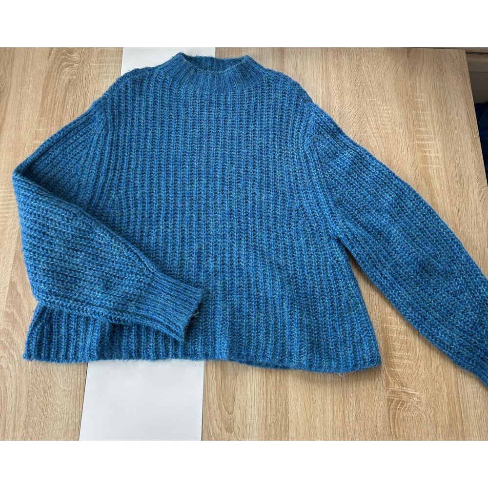 Happy X Nature Chunky Sweater Mockneck Women's Size XS Blue